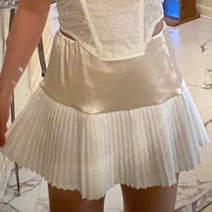 vintage satin silk champagne pearl pleated skirt
